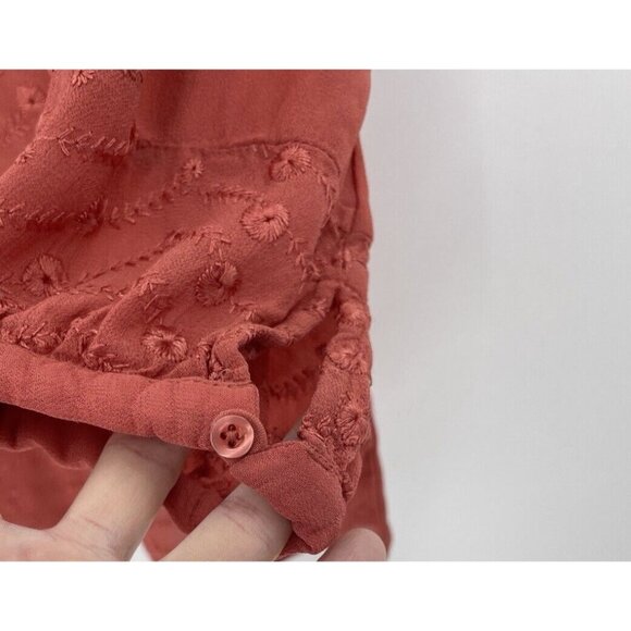 Anthropologie Staring At Stars Embroidered Sheer Button Blouse Sz M FLAWS - Picture 10 of 15